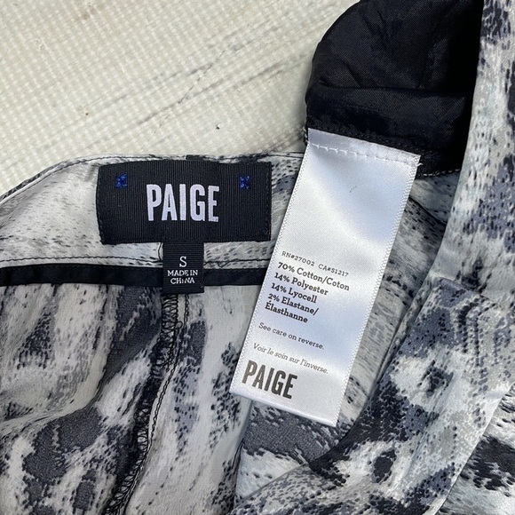 Paige Pants Silver Black Printed Silky Satin Pockets Size Small - Picture 10 of 14